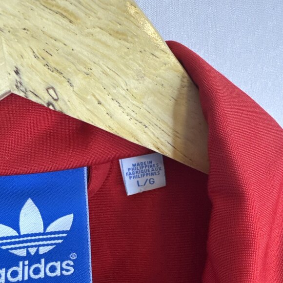 Adidas Firebird Red Blue Track Jacket Full Zip 3-Stripe Retro Mens Large - Picture 4 of 9